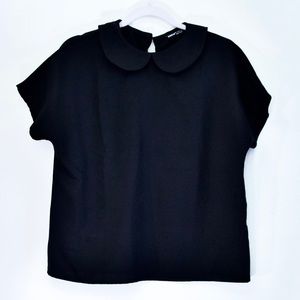 Black Peter Pan collared short sleeve